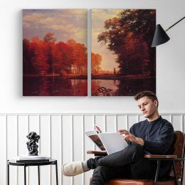 Autumn Woods by Albert Bierstadt Canvas Wall Art Print