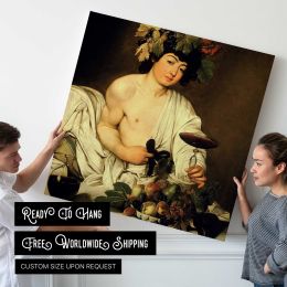 Bacchus by Caravaggio Square Canvas Wall Art