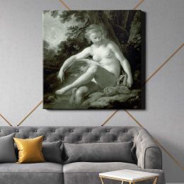 Bathing Nymph by François Boucher Square Canvas Wall Art