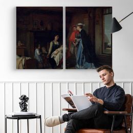 Baugniet Charles La Visite De La Nourrice Canvas Wall Art Print
