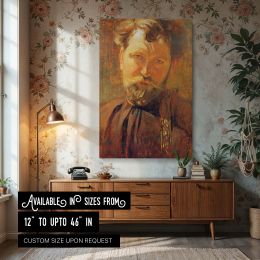 Bearded Male Portrait by Alphonse Mucha - Warm Light and Golden Tones 