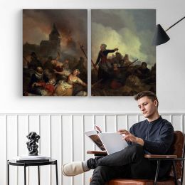 Braekeleer Ferdinand De Strijdtoneel Met Kenau Simons Hasselaar Canvas Wall Art Print