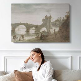 Bridge Across the Loire at Amboise by Doomer Lambert Harmensz Canvas Wall Art Print