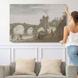 Bridge Across the Loire at Amboise by Doomer Lambert Harmensz Canvas Wall Art Print