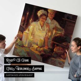 Candlelit Kitchen Scene by Daniel Gerhartz Square Canvas Wall Art