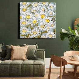 Card Depicting Flowers in Blue Background (1865–1899) by L.PRANG & CO Square Canvas Wall Art
