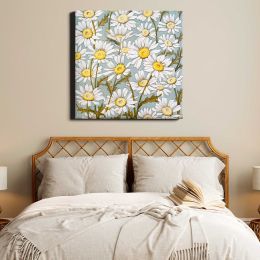 Card Depicting Flowers in Blue Background (1865–1899) by L.PRANG & CO Square Canvas Wall Art