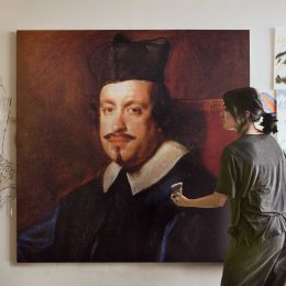 Cardinal Camillo Massimi by Diego Velázquez Square Canvas Wall Art