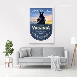 West Virginia State of America Emblem Canvas Wall Artwork For Mural Wall Hanging