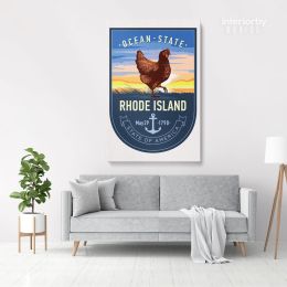 Rhode Island Ocean State of America Emblem Canvas Wall Artwork For Mural Print
