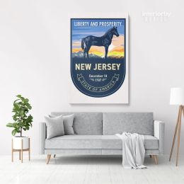 New Jersey State of America Emblem Canvas Wall Artwork Mural Print