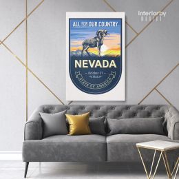 Nevada All For Our Country State of America Emblem Canvas Wall Artwork Mural Print