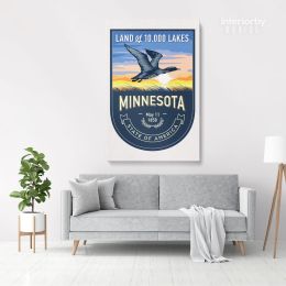 Minnesota Land of 10000 Lakes State of America Emblem Canvas Wall Artwork Mural Print