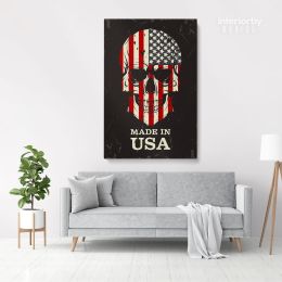 Skull color of the flag United States Of America Flag Canvas Wall Artwork Mural Print