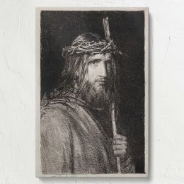 Christ Crowned with Thorns - Dark Etching of Jesus with Reed By Carl Bloch 
