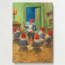Christmas Gnome - Scandinavian Elf Wrapping Gifts Scene By Jenny NystrOm 