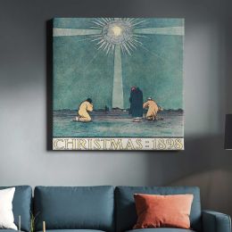 Christmas Poster (1898) by Harvey Ellis Square Canvas Wall Art