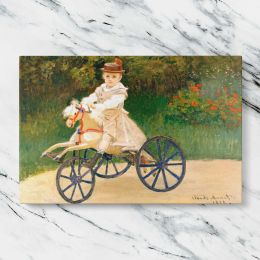 Jean Monet on His Hobby Horse by Claude Monet Canvas Wall Art Print