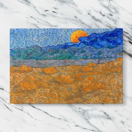 Landscape with Wheat Sheaves and Rising Moon by Vincent van Gogh Canvas Wall Art Print