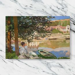 On the Bank of the Seine Bennecourt by Claude Monet Canvas Wall Art Print