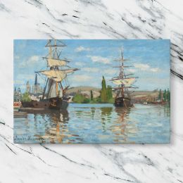 Ships Riding on the Seine at Rouen by Claude Monet Canvas Wall Art Print