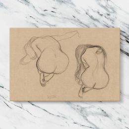 Two Studies of a Seated Nude by Gustav Klimt Canvas Wall Art Print