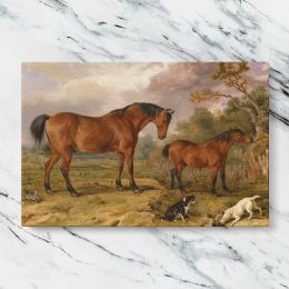 Horses and Dogs in a Pastoral Landscape Canvas Wall Art Print