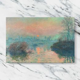 Sun Setting on the Seine at Lavacourt by Claude Monet Canvas Wall Art Print