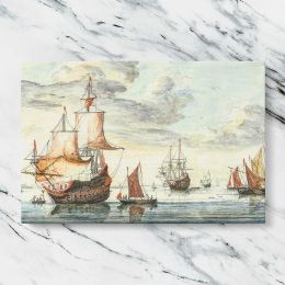 Ships on a calm sea by Johan Teyler Canvas Wall Art Print