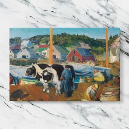 Ox Team at Matinicus Wharf by George Bellows Canvas Wall Art Print