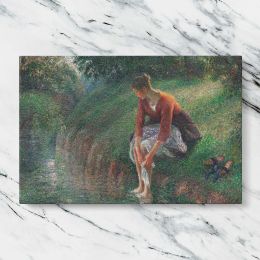 Woman Bathing Her Feet in a Brook by Camille Pissarro Canvas Wall Art Print