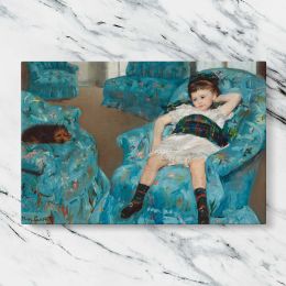 Little Girl in a Blue Armchair by Mary Cassatt Canvas Wall Art Print
