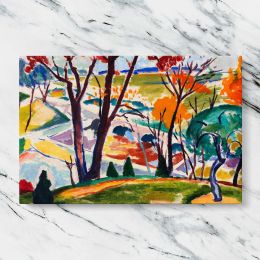 Colourful Woodland and River Landscape Canvas Wall Art Print