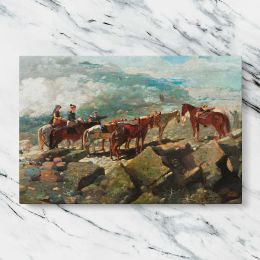Ox Team beside a Rocky Shore Canvas Wall Art Print