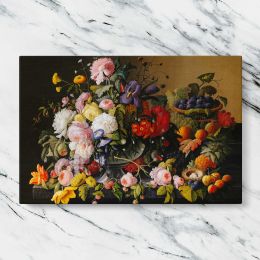Flowers and Fruit Still Life by Severin Roesen Canvas Wall Art Print