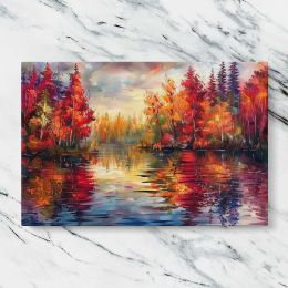 Colourful Autumn Forest Reflections Canvas Wall Art Print