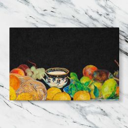 Fruit and Teacup on Black Canvas Wall Art Print