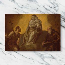 Virgin and Child with Saints John the Baptist and Anthony Abbot by Follower of Paolo Veronese Canvas Wall Art Print