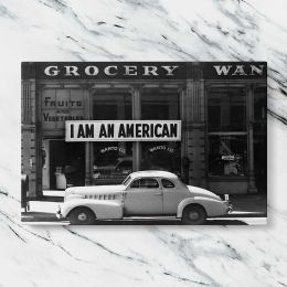 I Am an American Vintage Street Photograph by Dorothea Lange Canvas Wall Art Print