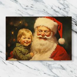 Santa Claus and a Smiling Child Canvas Wall Art Print