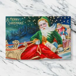 Vintage Santa Claus Christmas Greeting Canvas Wall Art Print