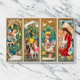 Victorian Christmas Angels and Family Panels Canvas Wall Art Print