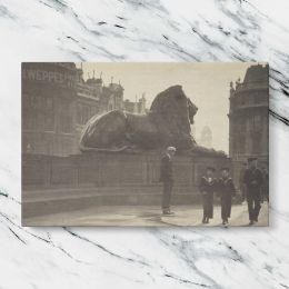 Trafalgar Square Lion Vintage Photograph by Harry Moult Canvas Wall Art Print