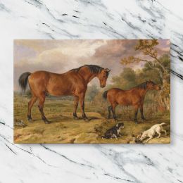 Horses and Dogs in a Pastoral Landscape Canvas Wall Art Print
