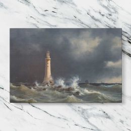 Eddystone Lighthouse by Anton Melbye Canvas Wall Art Print