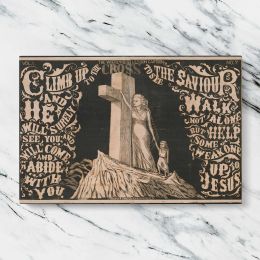 Climb up the Cross Vintage Christian Illustration Canvas Wall Art Print