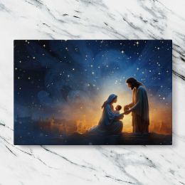 Nativity beneath a Starry Sky Canvas Wall Art Print