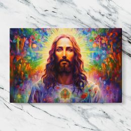 Colourful Psychedelic Jesus Portrait Canvas Wall Art Print