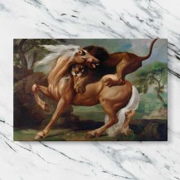 A Lion Attacking a Horse by George Stubbs Canvas Wall Art Print