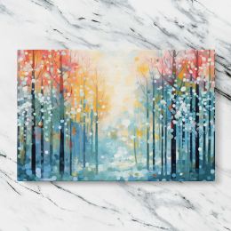 Colourful Snowy Forest Canvas Wall Art Print